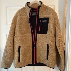 Vineyard Vines Boys Tan Sherpa Fleece Jacket Size L-NWOT